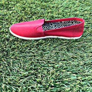 Red canvas shoes